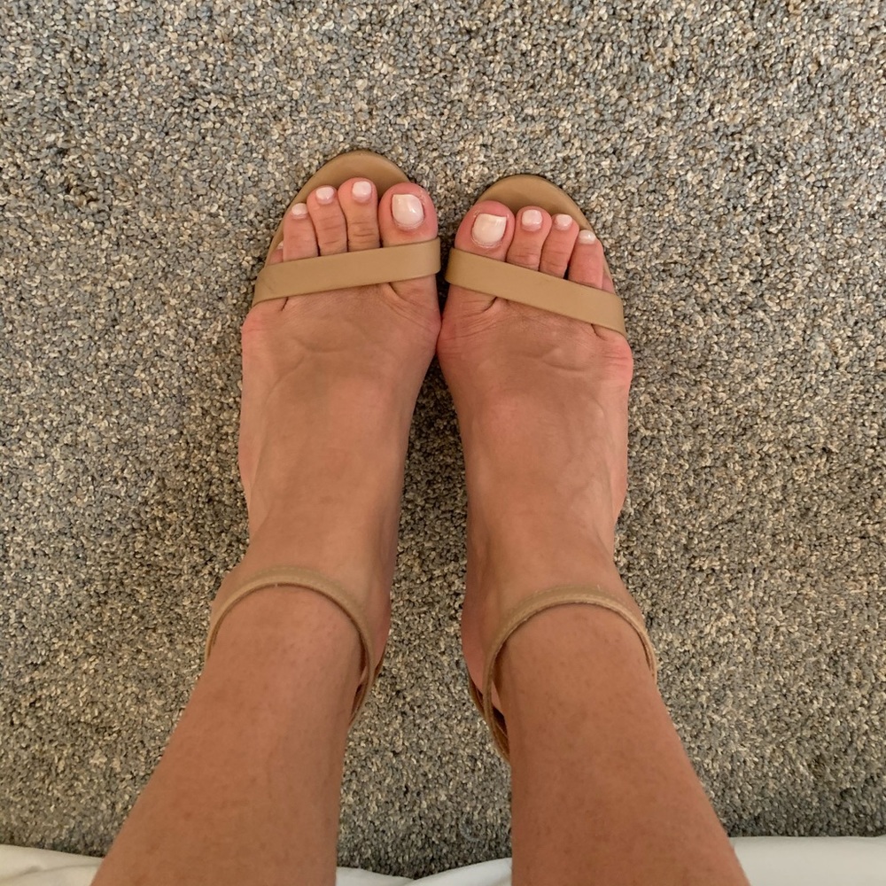 Nude strappy heels